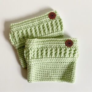 Handmade Crochet Boot Cuffs Mint Green